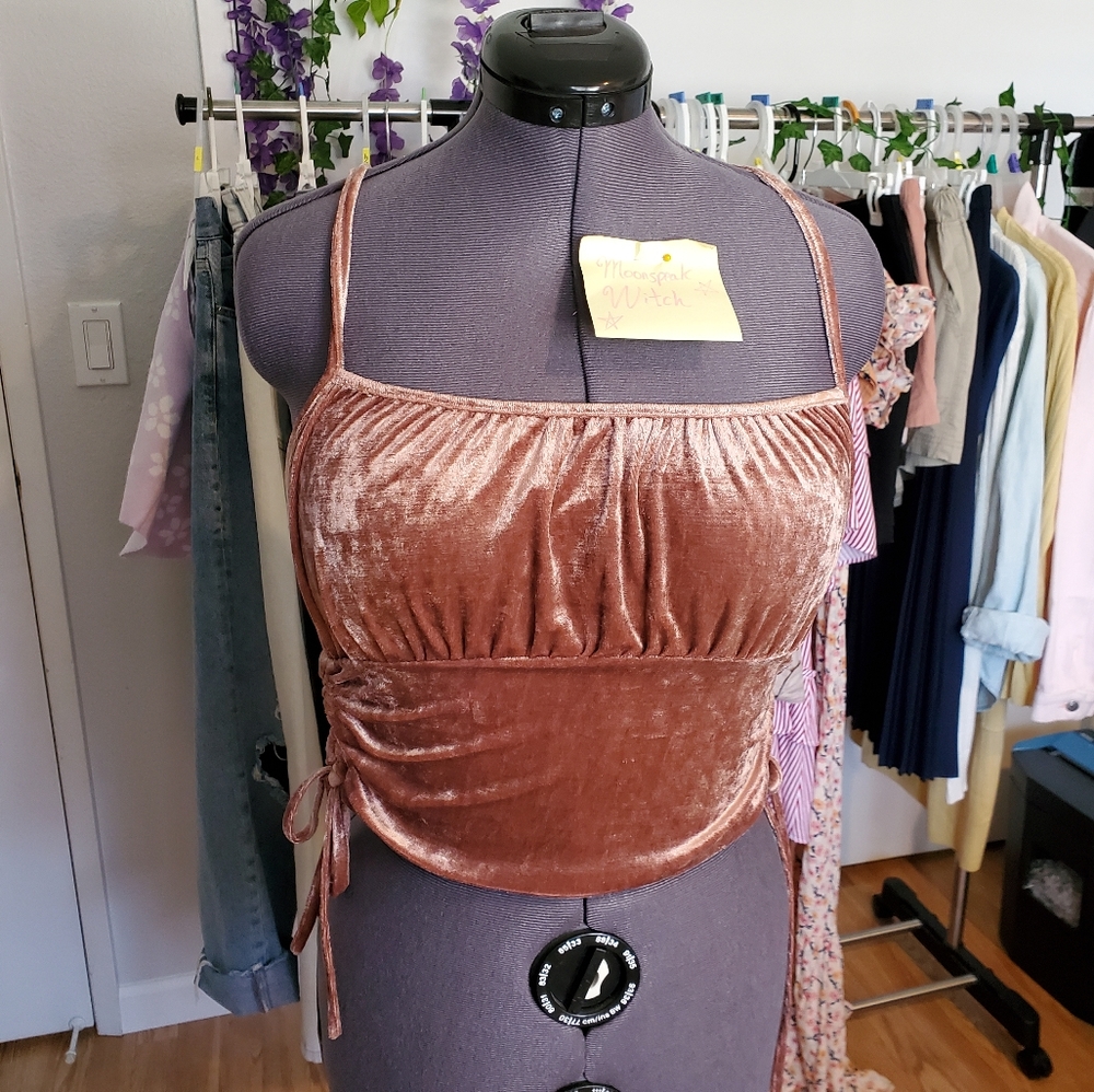 NWOT Velvet Ruched Cami Crop Top
